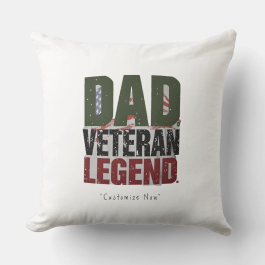 Dad Veteran Legend Pillow – Personalized Dad Gift クッション (正面)