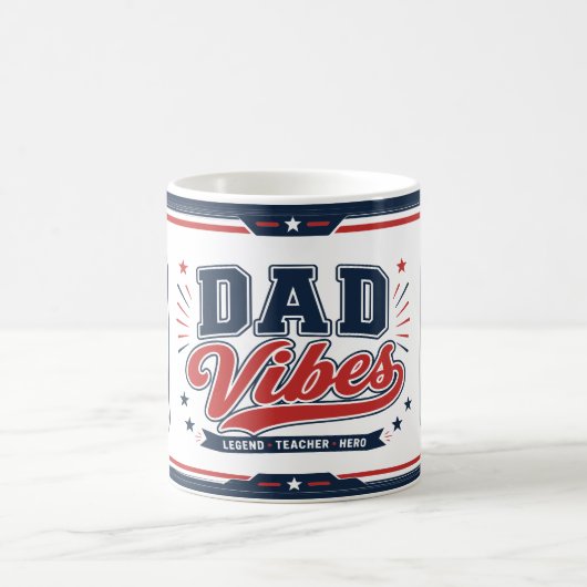 Dad Vibes Red Navy Retro 2 Photo Design コーヒーマグカップ (中央)