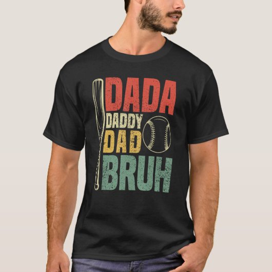 Dada Daddy Dad Bruh Vintage Baseball Tシャツ (正面)