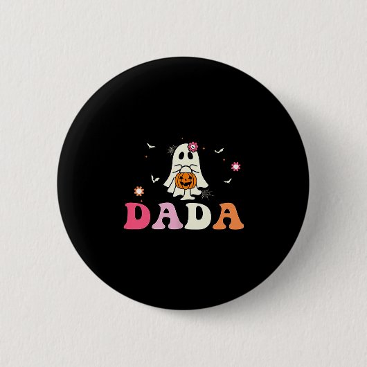 Dada Ghost Boo One Soky Dad First Halloween Birthd 缶バッジ (正面)