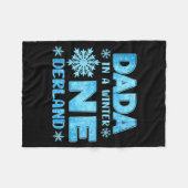 Dada In A Winter Onederland Bday Girl Sweet Snowfl フリースブランケット (正面(横))