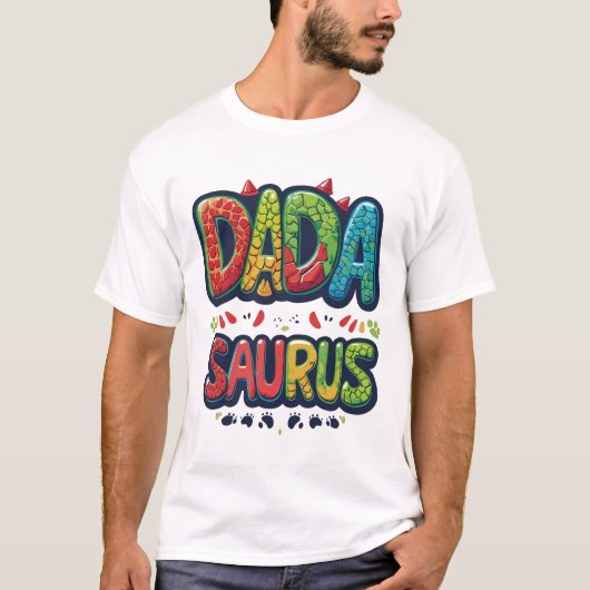 DADA SAURUS Tシャツ – 恐竜おもしろいパパシャツ (正面)