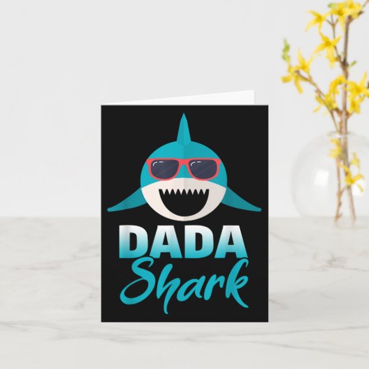 Dada Shark Wearing Cool Sungles Daddy  カード (黄色い花)