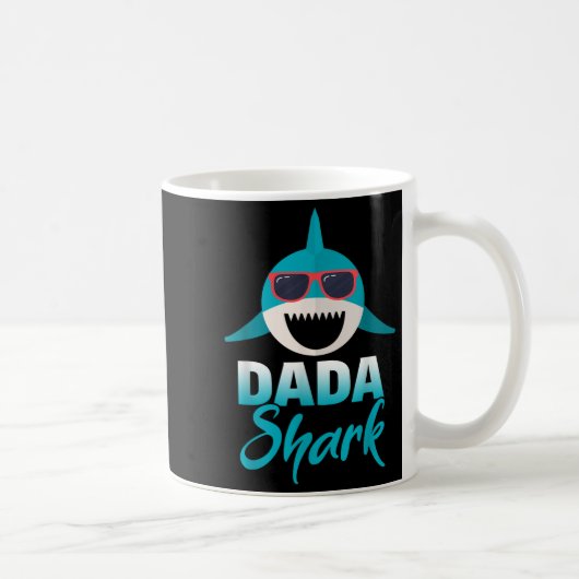 Dada Shark Wearing Cool Sungles Daddy  コーヒーマグカップ (右)