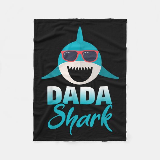 Dada Shark Wearing Cool Sungles Daddy  フリースブランケット (正面)