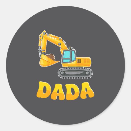 Dada The Birthday Boy Excavator Construction Famil ラウンドシール (正面)