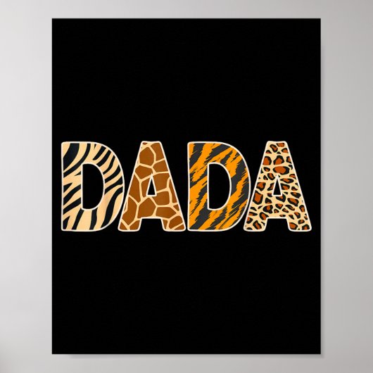 Dada Wild Animal Print Zebra Giraffe Tiger Leopard ポスター (正面)