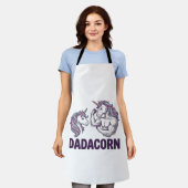 Dadacorn Funny Unicorn Dad Vector Shirt Design_1 エプロン (着用した状態)