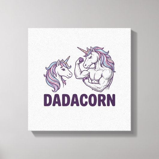 Dadacorn Funny Unicorn Dad Vector Shirt Design_1 キャンバスプリント (正面)