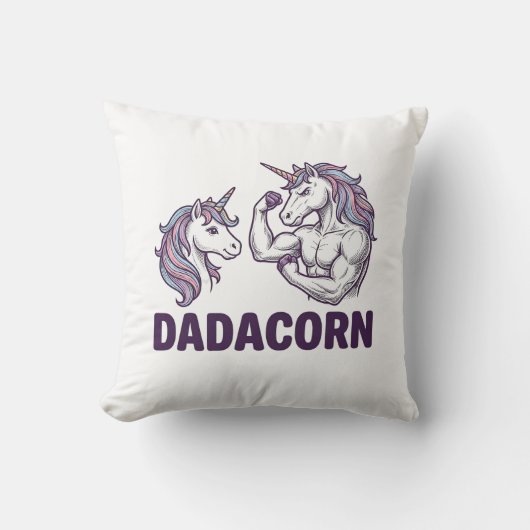 Dadacorn Funny Unicorn Dad Vector Shirt Design_1 クッション (正面)