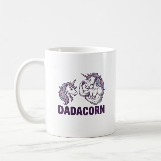 Dadacorn Funny Unicorn Dad Vector Shirt Design_1 コーヒーマグカップ (左)