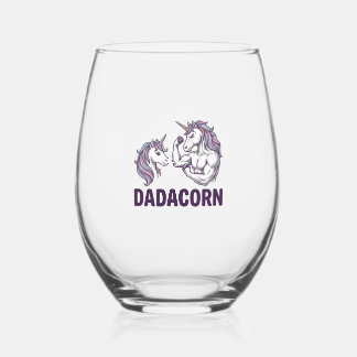 Dadacorn Funny Unicorn Dad Vector Shirt Design_1 ステムなしワイングラス