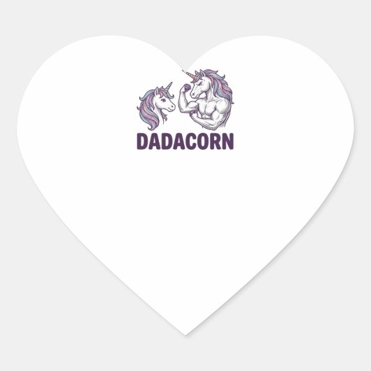 Dadacorn Funny Unicorn Dad Vector Shirt Design_1 ハートシール (正面)