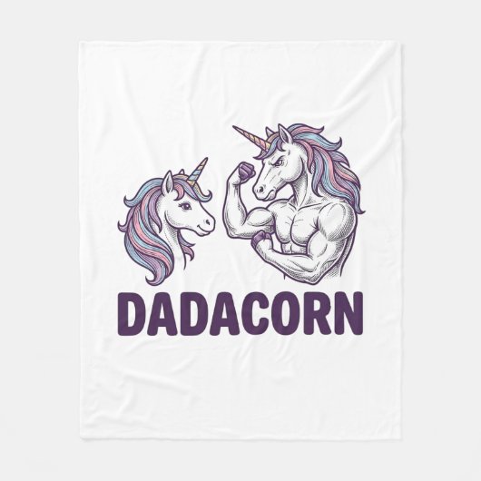Dadacorn Funny Unicorn Dad Vector Shirt Design_1 フリースブランケット (正面)