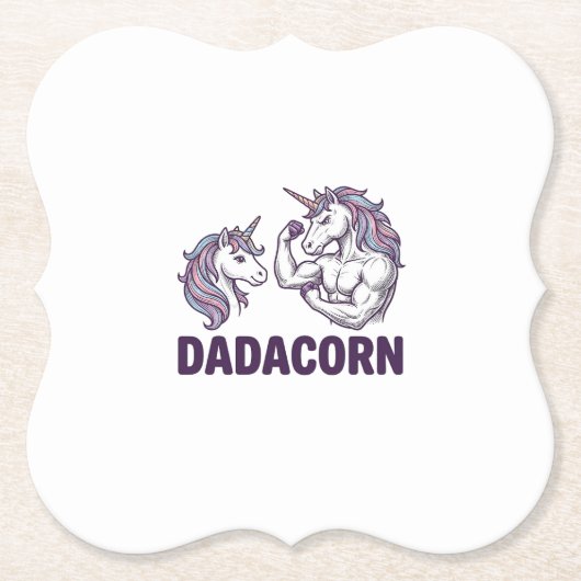 Dadacorn Funny Unicorn Dad Vector Shirt Design_1 ペーパーコースター (正面)
