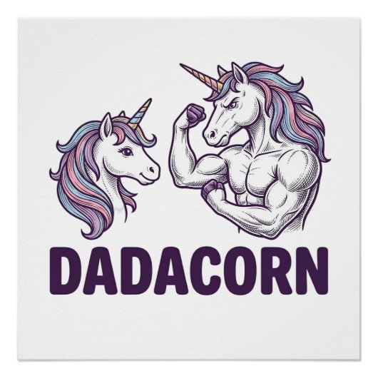 Dadacorn Funny Unicorn Dad Vector Shirt Design_1 ポスター (正面)