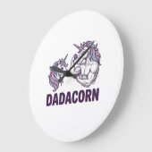 Dadacorn Funny Unicorn Dad Vector Shirt Design_1 ラージ壁時計 (傾斜)