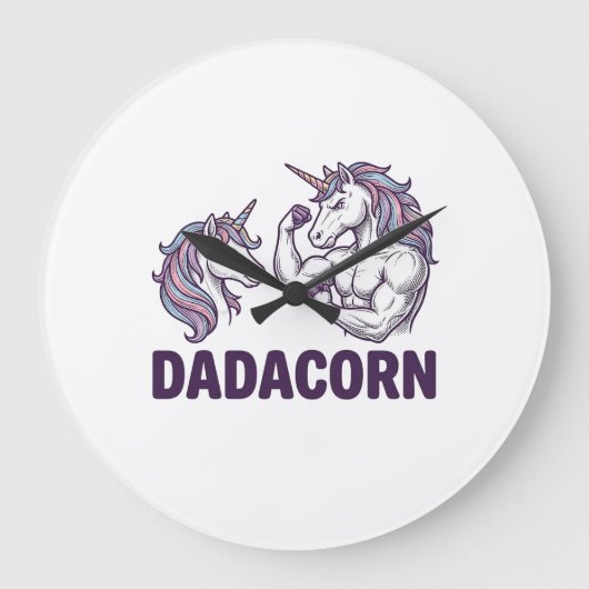 Dadacorn Funny Unicorn Dad Vector Shirt Design_1 ラージ壁時計 (正面)