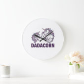 Dadacorn Funny Unicorn Dad Vector Shirt Design_1 ラージ壁時計 (ホーム)