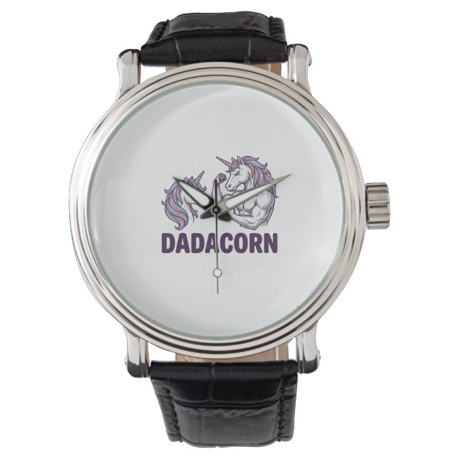 Dadacorn Funny Unicorn Dad Vector Shirt Design_1 腕時計 (正面)