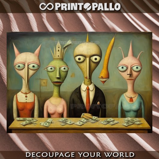 Dadaist, surrealist. Only money in the end. 薄葉紙