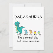 Dadasaurusをパーソナライズド最大4つの子供Tシャツ シーズンカード (正面)