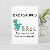 Dadasaurusをパーソナライズド最大4つの子供Tシャツ シーズンカード (スタンド正面)