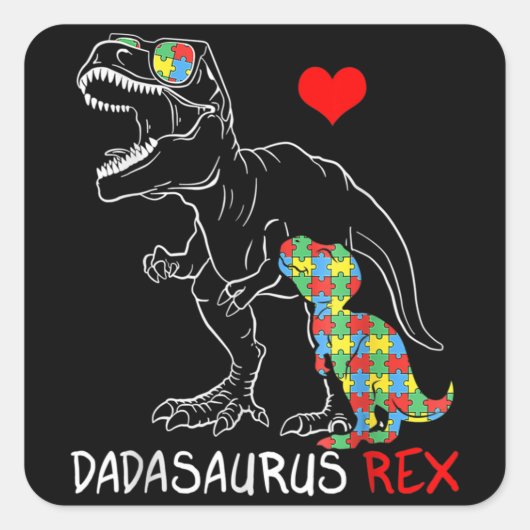 Dadasaurus Rex Autism Awareness Proud Dad Father's スクエアシール (正面)