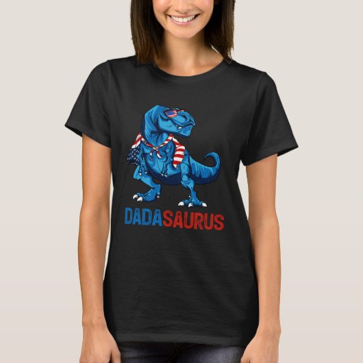 Dadasaurus Rex Dinosaur Dada Saurus Father Day 4th Tシャツ (正面)