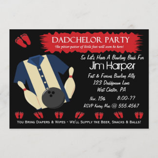 Dadchelorのボーリングのパーティの招待状 招待状
