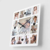 Daddyスクリプトファミリーメモリーフォトグリッドコラージュ スクエア壁時計 (傾斜)