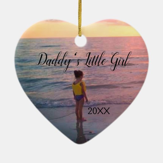Daddyドーターメモリカスタムーの写真ハート セラミックオーナメント (裏面)