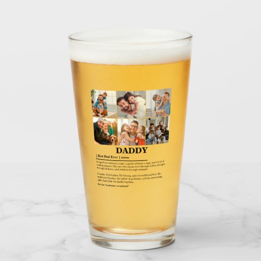 Daddy定パーソナライズされた義6フォトコラージュ タンブラーグラス (ドリンク正面)