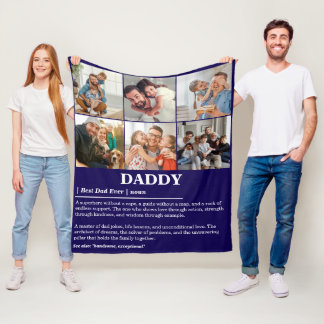 Daddy定パーソナライズされた義6フォトコラージュ フリースブランケット