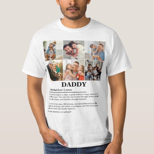 Daddy定パーソナライズされた義6フォトコラージュ Tシャツ (正面)