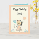 Daddy誕生日からの小さな女の子グリーティング カード (黄色い花)