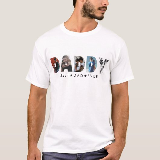 DADDY スタイリッシュ 5フォトコラージュお父様の日 Tシャツ (正面)