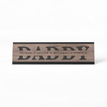 "Daddy"パーソナライズされた Kids's Names Wood Black