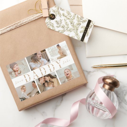 "Daddy"父親の日コラージュ子供の写真シール 長方形シール (ギフト)