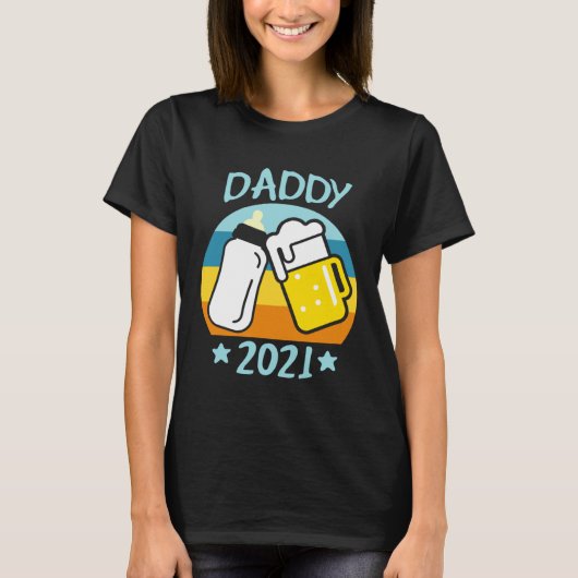 Daddy 2021 Father Baby Birth Men Dad Tシャツ (正面)