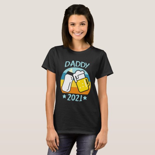 Daddy 2021 Father Baby Birth Men  Dad Tシャツ (正面フル)