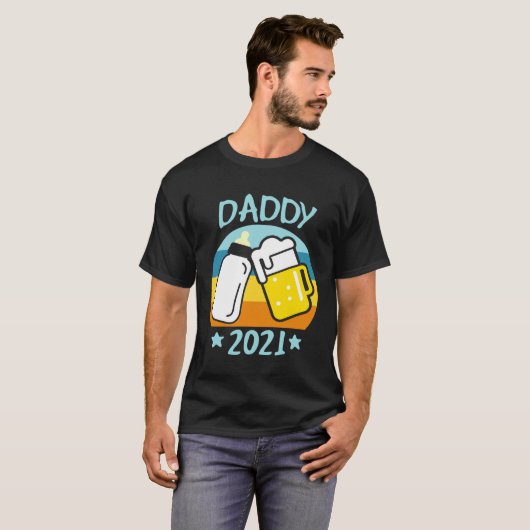 Daddy 2021 Father Baby Birth Men  Dad Tシャツ (正面フル)