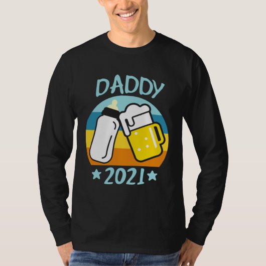 Daddy 2021 Father Baby Birth Men Dad Tシャツ (正面)
