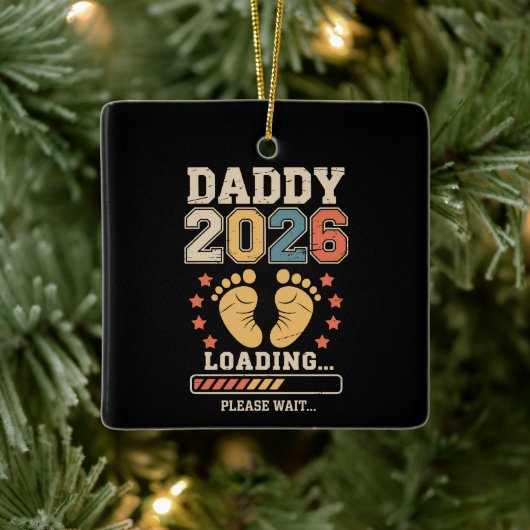 Daddy 2026 Loading Baby Announcement Expecting Dad セラミックオーナメント (ツリー)