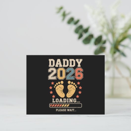 Daddy 2026 Loading Baby Announcement Expecting Dad 案内ポストカード (スタンド正面)