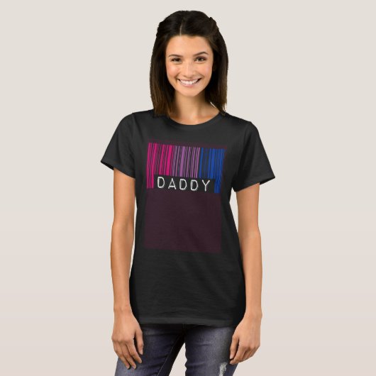 Daddy Barcode Bisexual Pride Flag Aesthetic LGBTQ Tシャツ (正面フル)