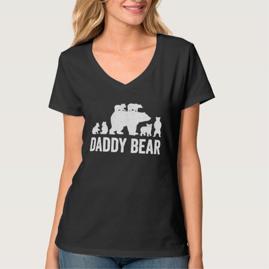 Daddy Bear Fathers Day  Funny Six Cub Kids Dad Tシャツ (正面)