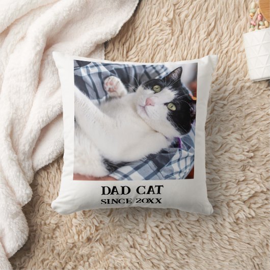 Daddy cat since Photo cute cat クッション (ブランケット)