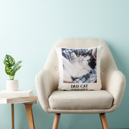 Daddy cat since Photo cute cat クッション (椅子)