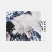 Daddy cat since Photo cute cat フリースブランケット (正面(横))